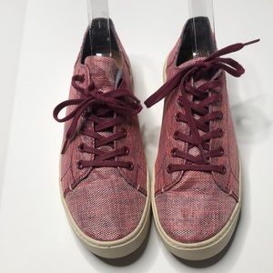 TOMS Lace Up Sneakers Shoes Womens Sz 10 Lenox Pink Purple Pomegranate Metallic